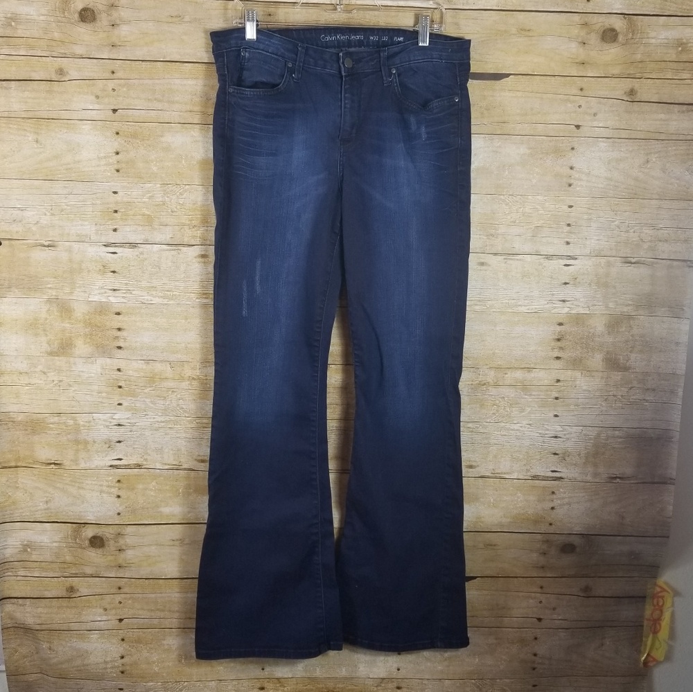 Calvin Klein Dark Wash Flare Fit Blue Jeans 32
